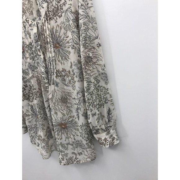 Motherhood Maternity Sheer Floral Top Roll Tab Sleeve Ivory Cream Small - Picture 3 of 6